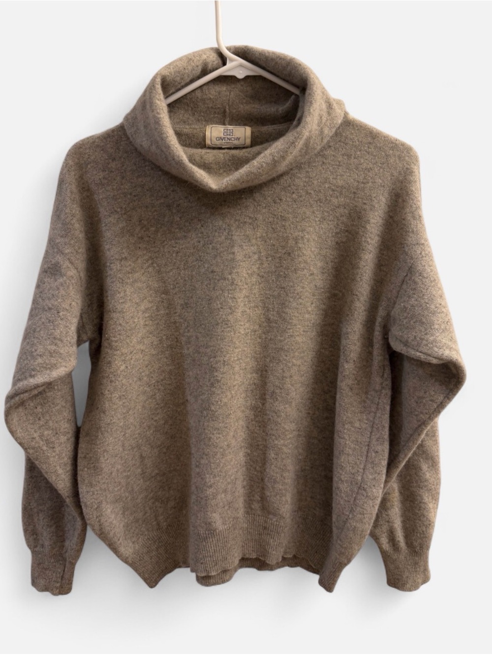 Vintage Givenchy Paris Gray Angora Lambswool Turtleneck Sweater Size 34